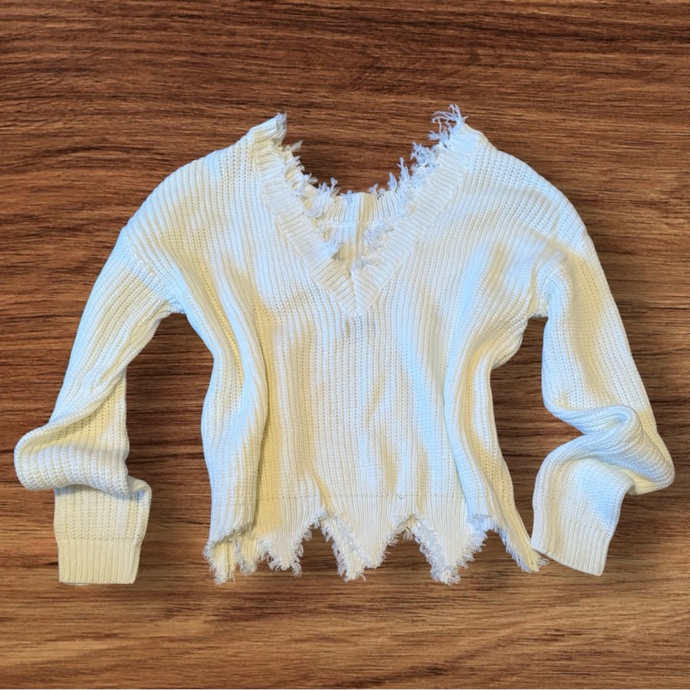 NWOT White Knit Sweater - Picture 6 of 8